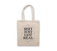 My Icon Art & Clothing Shit Just Got Real Slogan Tote Bag | Cotton Shopping Shoulder Bag