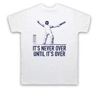 My Icon Art & Clothing Stokes It's Never Over Until It's Over The Ashes Cricket Icon Mens T-Shirt, White, Medium