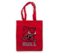 My Icon Art & Clothing Strong Like Bull Gym Workout Slogan Tote Bag, Red