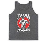 My Icon Art & Clothing Thai Boxing Martial Arts Style Tank Top Vest, Grey, Medium