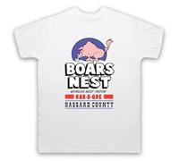 My Icon Art & Clothing The Boars Nest Hazzard County BBQ Retro Dukes Mens T-Shirt, White, Large