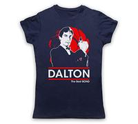 My Icon Art & Clothing Timothy Dalton The Best Bond British Spy Secret Agent 00 Double O Womens T-Shirt, Navy Blue, Medium