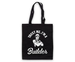 My Icon Art & Clothing Trust Me I'm A Builder Funny Work Slogan Tote Bag, Black