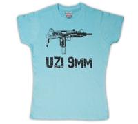 My Icon Art & Clothing Uzi 9mm Womens T-Shirt, Sky Blue, Small