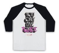 My Icon Art & Clothing You Only Live Twice YOLT 3/4 Sleeve Retro Baseball Tee, White & Black, XL