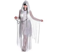 My Illusions Chained Ghoul Womens Halloween Costume Adults Ghost Fancy Dress Outfit (Medium UK 12-14)