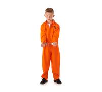 My Illusions Kids Prisoner Costume with Handcuffs Boys Convict Jumpsuit Outfit World Book Day or Halloween Fancy Dress