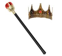 My Illusions Kings Crown + Sceptre Set Adults Royal Coronation Fancy Dress Costume Accessory
