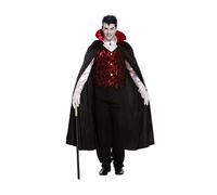 My Illusions Mens Vampire Costume and Fangs Gothic Halloween Adults Fancy Dress Outfit