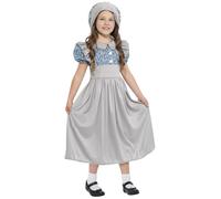 My Illusions Victorian Girls Costume With Dress and Hat Poor Girls Maid Fancy Dress Kids Book Day Children Outfit (Large 10-12 Years)
