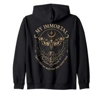 My Immortal Gothic Death Head Moth Hourglass Occult Zip Hoodie