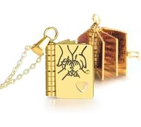 My Incredible Daughter Book Necklace - 18k Gold & Silver Adjustable Pendant with 6 Pages - Engraved Messages from Mom and Dad - Heartfelt Jewellery Keepsake for Daughter - Openable Necklace