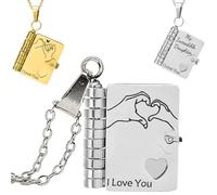My Incredible Daughter Book Necklace for Daughter Gifts from Mom Dad, Openable Personalized Mini My Little Star Chapter Book Necklace, with 6 - Page Inspirational Information (C, Silver)