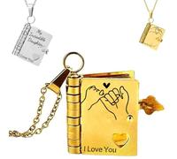 My Incredible Daughter Book Necklace for Daughter Gifts from Mom Dad, Openable Personalized Mini My Little Star Chapter Book Necklace, with 6 - Page Inspirational Information (B, Gold)