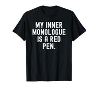 My Inner Monologue is a red Pen Witty Notebook Design T-Shirt