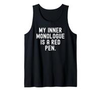 My Inner Monologue is a red Pen Witty Notebook Design Tank Top