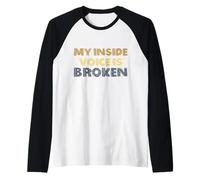 My Inside Voice is Broken Funny Introvert Gag Retro Grunge Raglan Baseball Tee
