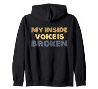 My Inside Voice Is Broken Funny Introvert Gag Retro Grunge Zip Hoodie