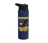 My Intrusive Thoughts are Funny Hard Skeleton Meme Stainless Steel Insulated Water Bottle