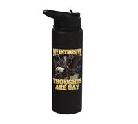 My Intrusive Thoughts are Funny Hard Skeleton Meme Stainless Steel Insulated Water Bottle