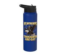 My Intrusive Thoughts are Funny Hard Skeleton Meme Stainless Steel Insulated Water Bottle