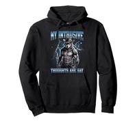 My Intrusive Thoughts Are Gay Funny Hard Wolf Meme Bootleg Pullover Hoodie