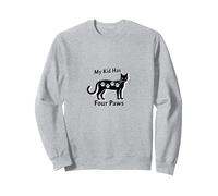 My Kid Has Four Paws - Cat Lover Parent Gift Sweatshirt, Adult Unisex, Heather Grey, XXL