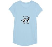My Kid Has Four Paws - Cat Lover Parent Gift T-Shirt, Girls, Baby Blue, Medium