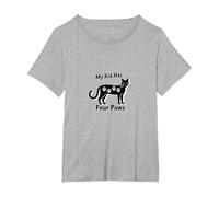 My Kid Has Four Paws - Cat Lover Parent Gift T-Shirt, Women's Plus, Heather Grey, 1X