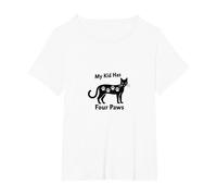 My Kid Has Four Paws - Cat Lover Parent Gift T-Shirt, Women's Plus, White, 4X