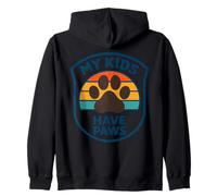 My Kids Have Paws Retro Sunset Paw Print Design Zip Hoodie