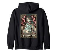 My Kids Have Paws Skeleton Pet Lover Tarot Card Zip Hoodie