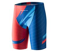 MY KILOMETRE Boy's Jammer Swimsuit Kids Trainning Swim Shorts with Drawstring Endurance Swimming Trunks Red XL