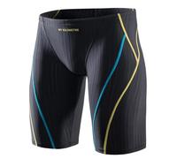 MY KILOMETRE Jammer Swimsuit Mens Solid Swim Jammers Endurance Long Racing Training Swimsuit Black-L