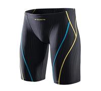 MY KILOMETRE Jammer Swimsuit Mens Solid Swim Jammers Endurance Long Racing Training Swimsuit Black-S