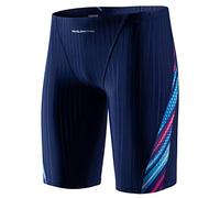 MY KILOMETRE Jammer Swimsuit Mens Solid Swim Jammers Endurance Long Racing Training Swimsuit Blue-neon XXL