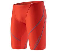 MY KILOMETRE Jammer Swimsuit Mens Solid Swim Jammers Endurance Long Racing Training Swimsuit Light Red 3XL