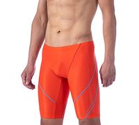 MY KILOMETRE Jammer Swimsuit Mens Solid Swim Jammers Endurance Long Racing Training Swimsuit Light Red 3XL