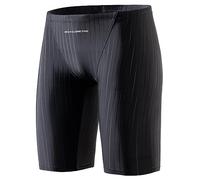 MY KILOMETRE Jammer Swimsuit Mens Solid Swim Jammers Endurance Long Racing Training Swimsuit Pureblack-L