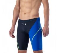 MY KILOMETRE Men's Swim Jammer Hydrophobic Woven Fabric Compression Swimwear Chlorine Resistant for Training Racing Black/Light Blue