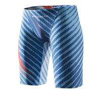 MY KILOMETRE Men's Swimsuit Jammer Solid Swim Jammers Endurance Long Racing Training Swimsuit, Blue, Large