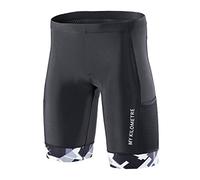 MY KILOMETRE Men's Triathlon Shorts - Professional Cycling Tri Shorts with Drawstring, Breathable & Quick-Drying 2 Side Pockets for Long-Distance Races Black White