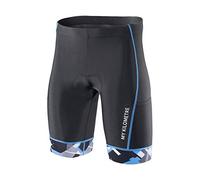 MY KILOMETRE Men's Triathlon Shorts - Professional Cycling Tri Shorts with Drawstring, Breathable & Quick-Drying 2 Side Pockets for Long-Distance Races Black Blue
