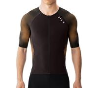 MY KILOMETRE Men's Triathlon Top Full Zip Short Sleeve Tri Shirt, Quick-Dry, UPF 50+ Protection with Reflective Back Pockets, Brown, XL