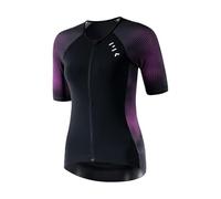 MY KILOMETRE Women's Triathlon Top, Padded, Quick-Dry,Slimming Fit, Secure Lock Zipper, Back Pockets, UPF 50+ UV Protection Black Purple