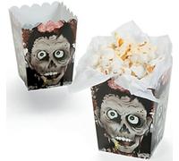 MY KINDA PARTY Pack of 12 Mini Zombie Head Popcorn Boxes: Perfect for Spooky Movie Nights and Halloween Parties