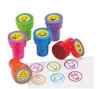 MY KINDA PARTY Pack of 6 - Plastic Emoji Self Ink Stampers - Smiley Craft Activity Stamp