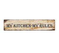 My Kitchen My Rules Vintage Decor Retro Tin Signs Aluminum Sign for Kitchen Home Garden Wall Bar Cafe Decor 4x16 Inch