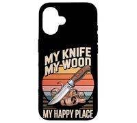 My Knife My Wood My Happy Place Carpenter Woodworking Case for iPhone 16
