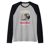 My Knight in Machinist Wife Girlfriend Funny Anniversary Raglan Baseball Tee